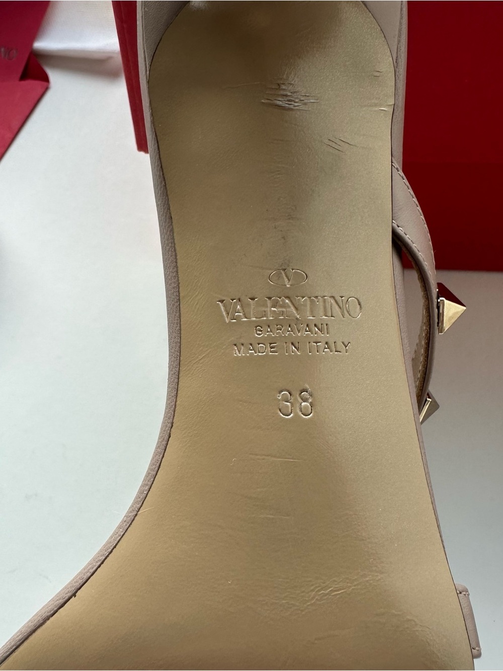Valentino Women’s Shoes Size 38 Nude Mule Sandals with Gold Studs 2.5” heels . - Picture 12 of 16